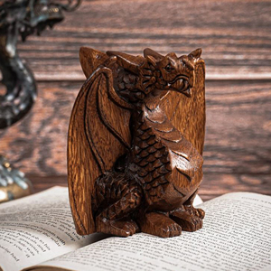 Statue de dragon en bois sculptée à la main, sculpture de dragon en bois massif pour le Feng Shui, décoration de dragon sculpté à la main de qualité supérieure - Product Image 2