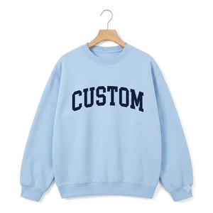 Sweat-shirt col rond bleu clair personnalisé unisexe, coupe oversize, en molleton, mélange de coton, manches longues, imprimé graphique décontracté, style streetwear - Product Image 1