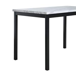Citico Ensemble de 5 dinettes en métal laminé blanc cassé Faux marbre Top 4 chaises rouges pour salle à manger - Product Image 6