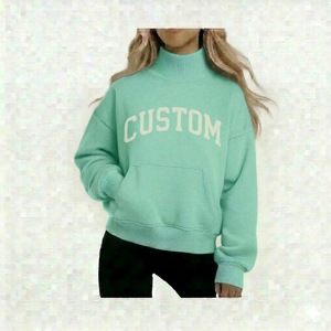 Suéter de Punto Ligero para Mujer, Manga Larga, Cuello Alto Simulado, Poliéster/Algodón, Transpirable, Informal, con Logotipo Frontal, para Otoño - Product Image 1
