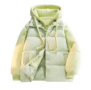 Hooded <b>Fleece</b> Puffer <b>Jacket</b> Unisex Winter Casual <b>Thick</b> Windproof Zipper Front Plaid Regular Length Loose Fit 220g 100% Polyester - Product Image 5