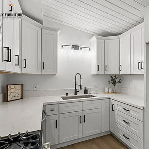 Best Selling Modern White Matte Wood <b>Kitchen</b> Cabinet High Quality Panel Material for Villas and Resorts Full <b>Kitchen</b> Cabinet Set - Product Image 5