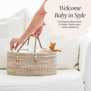 OEM ODM Handmade Seagrass Diaper Caddy Basket for Kid Nursery Organization <b>Storage</b> and Baby <b>Shower</b> Gift from Vietnam Factory - Product Image 2