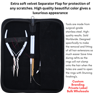 Hair <b>Extension</b> Tools Kit 5 In White <b>Extension</b> Plier and Flat Tip <b>Bead</b> Closing Plier With wire loop 7 Hook <b>Extension</b> Accessories - Product Image 5