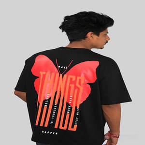 เสื้อยืดผู้ชายทรงหลวมคุณภาพสูง พิมพ์ลายสกรีนบนผ้าฝ้าย 100% ด้านหลังเรียบ พร้อมโลโก้สั่งทำ - Product Image 2