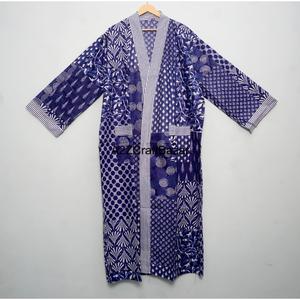 Kimono de Verano para Mujer 100% Algodón Puro, Suave, Cuello en V, Largo Completo, Cierre con Cordón y Cinturón en la Cintura - Product Image 1