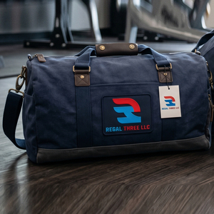Sac de sport en toile Regal Three Llc, bleu, fermeture éclair, durable, style décontracté, sac de sport unisexe - Product Image 1