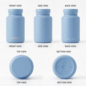 Supplement <b>Bottle</b> Round Wide Neck Frosted PET Plastic 150ml Blue Screw Cap for Gummy Vitamin Capsules Vietnam Factory OEM ODM - Product Image 2