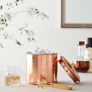 Seau à glace en cuivre en gros, seau à glace de haute qualité, pinces à glace en laiton poli miroir, seau à glace à bière en acier inoxydable pour bar - Product Image 1