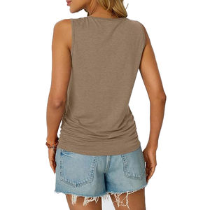 Camiseta deportiva sin mangas para mujer, de algodón y spandex, transpirable y elástica, para entrenamiento y fitness. - Product Image 4