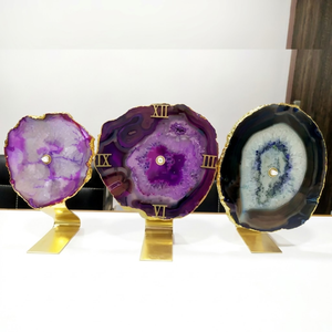 Stylish Agate <b>Table</b> <b>Clock</b> Home Decor | Natural Stone Desk <b>Clock</b> | Elegant <b>Table</b> Arrangement Display Piece Luxury Decor Accent - Product Image 2