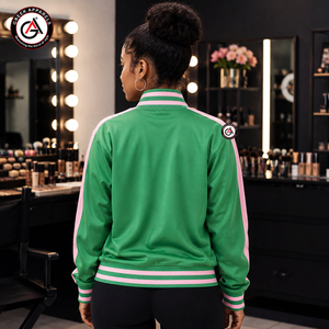 Chaqueta Bomber de Invierno para Mujer con Bordado de Hermandad Rosa Verde |   Diseño Formal Sólido Personalizado Sublimado Verde Rosa para Hermandades - Product Image 2
