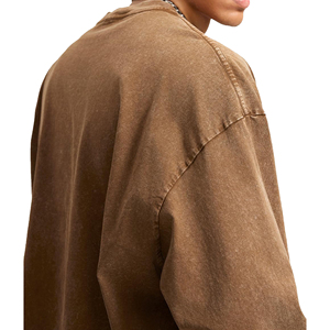 Sweat-shirt personnalisé brodé délavé à l'acide, col rond, teint en pièce, 100% coton, écologique, style vintage, OEM ODM, vêtements d'hiver en gros - Product Image 6