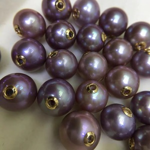 Collar de Perlas de Agua Dulce Naturales de 9-10 mm con Baño de Oro de 18K, Color Morado, con Cadena de Aguja Universal S925 - Product Image 4