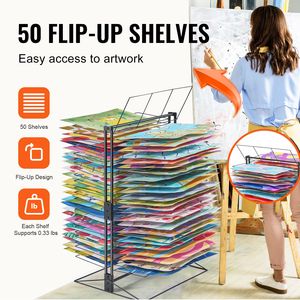 ชั้นวางตากงานศิลปะขนาด 20 x 17 x 30 นิ้ว พร้อมชั้นวางแบบถอดได้ 50 ชั้น ทำจากเหล็กกล้าคาร์บอน ชั้นวางตากสีโลหะ ฐานมั่นคงสำหรับตู้เก็บของ - Product Image 4
