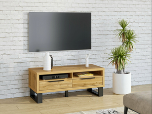 Meuble TV moderne de luxe en bois massif de style nordique avec tiroirs de rangement et étagères ouvertes pour salon, chambre et maison de campagne - Product Image 4