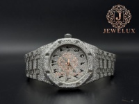 Montre de luxe en acier inoxydable avec logo personnalisé, diamants Moissanite, style Hip Hop, pour la vente en gros, au détail et la promotion de marque