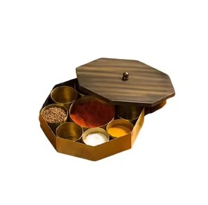 Modern Kitchen Masala <b>Box</b> Metal with Decorative Lid Storage Container for <b>Spices</b> Herbs and Seasoning Organizer - Product Image 6