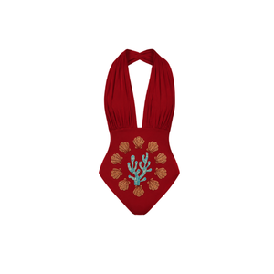 Traje de baño de una pieza con estampado de ondas, ajuste ceñido, escote cuadrado y tirantes finos en azul verdoso degradado, ¡gran oferta! - Product Image 5