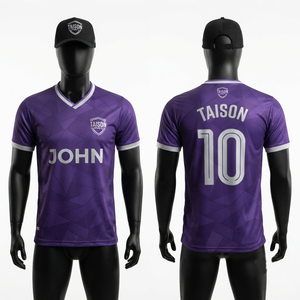 Maillot de football violet en polyester interlock 180 GSM de qualité supérieure, sublimation intégrale, logo personnalisé, tenue d'équipe OEM - Product Image 1
