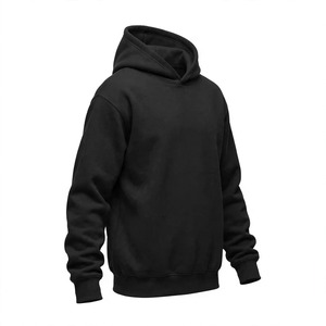 <b>Men's</b> Oversized <b>Black</b> Pullover Hoodie <b>Plain</b> Blank Fleece <b>Sweatshirt</b> with Kangaroo Pocket Casual Streetwear - Product Image 3