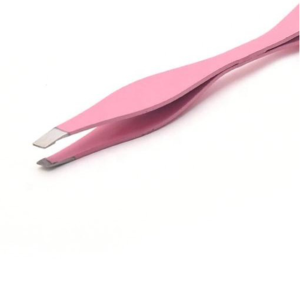 Premium Pink Powder Coated Stainless Steel Double End Eyebrow Tweezers with Custom Logo OEM Beauty <b>Tool</b> - Product Image 1