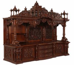 Mandirs de Pooja de Gran Tamaño, Armarios de Almacenamiento para Templos en Casa, Madera de Teca, Diseño Moderno Personalizado, Color Personalizado, India DST EXPORTS - Product Image 3