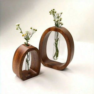 แจกันดอกไม้ไม้เนื้อแข็งแบบปรับแต่งได้ ทนทาน เหมาะสำหรับตกแต่งโต๊ะทำงานสไตล์โมเดิร์น ด้วยดีไซน์เรียบง่ายและผิวสัมผัสขัดเงาอย่างเป็นธรรมชาติ - Product Image 1