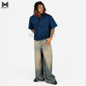 Camisa de Trabajo Azul Marino para Hombre, Corte Recto, Estilo Urbano, Poliéster y Algodón, con Botones, Personalizable con Logotipo, Marca MAANIFY, Gran Venta - Product Image 1