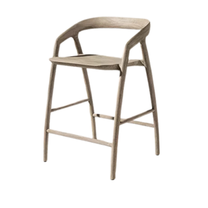 Modern Scandinavian Outdoor <b>Bar</b> Chair Solid Teak Curved Backrest Ergonomic Counter Height <b>Stool</b> Premium Resort Furniture - Product Image 1