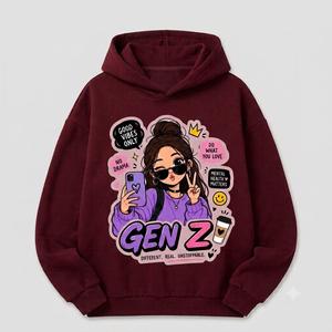 Sweat à capuche oversize pour homme, motif dessin animé Génération Z, en polyester/coton, pour la mode streetwear moderne - Product Image 1