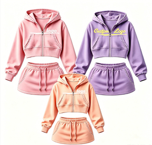 Ensemble deux pièces pour femme, style Y2K, vêtements d'automne, sweat à capuche zippé en polaire épaisse et short de survêtement pour femme - Product Image 2