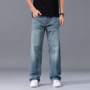 Best Selling Men's Baggy Fit <b>Jeans</b> Pant Premium Quality New Design Mid <b>Waist</b> High Street Style 100% Cotton Breathable Button - Product Image 4