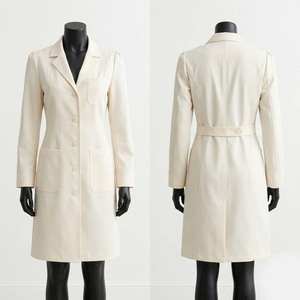 Ensembles de blouses blanches unisexes de qualité supérieure en tissu sergé coton-polyester 240 GSM, coupe ajustée, manches longues, logo brodé personnalisé, pour hôpital - Product Image 1