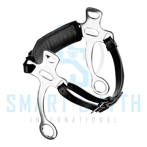 Bridon d'équitation professionnel Hackamore avec plaques latérales en acier inoxydable et têtière en cuir pour l'entraînement équestre - Product Image 4