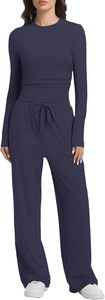 New Design Womens Long Sleeve Top Trouser <b>Set</b> Soft Cotton Casual Two Piece Outfit Comfortable Home Wear Ladies Matching <b>Set</b> - Product Image 2