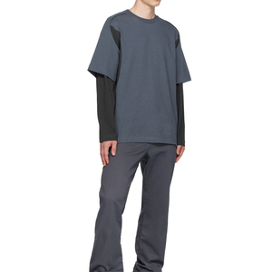 เสื้อยืดฮิปฮอปดีไซน์ใหม่ทรงหลวมปรับแต่งได้ แขนยาวสองชั้น ผ้าฝ้าย 100% สำหรับผู้ชาย - Product Image 4