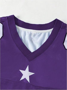 Maillot de football vintage américain sur mesure pour homme, style français, en maille tricotée oversize, col en V, coupe courte et carrée - Product Image 2