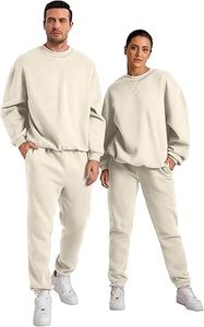 Conjunto Deportivo para Hombre, Sudadera y Pantalones Beige, Cuello Redondo, Color Sólido, Casual, Manga Larga, 100% Algodón, Transpirable, Corte Regular - Product Image 2
