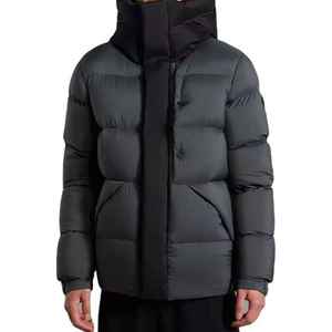Men's Hooded Puffer Jacket Down Filled Winter Coat Windproof Casual Quilted Regular Fit Black Zipper Closure - Product Image 3