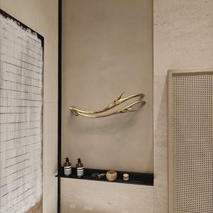 Support mural porte-serviettes en laiton massif, style contemporain, barre porte-serviettes de luxe en laiton pour salle de bain - Product Image 1