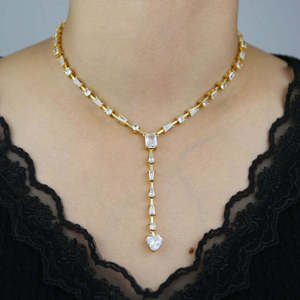 Collar de Moissanita de Alta Calidad en Forma de Y con Corte Baguette y Redondo, Collar de Moissanita VVS, Joyería Nupcial, Regalo - Product Image 5