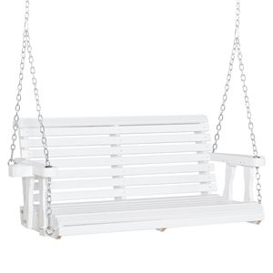 Dondolo da giardino in metallo bianco per 2 persone con capacità di 200 kg e portabicchieri - Product Image 1
