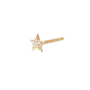 Wholesale 14K Solid Gold Tiny Star Diamond <b>Stud</b> <b>Earrings</b>, Real Round Brilliant Cut Diamond Piercing, 18K Gold <b>Fine</b> Jewelry Facto - Product Image 1