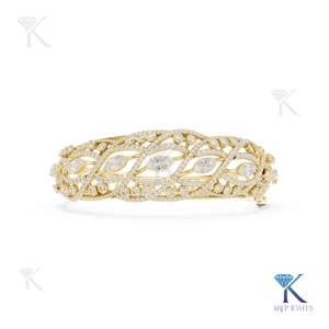 Vintage Filigree Lab Grown Diamond Vine <b>Bangle</b> Marquise 14K 18K <b>Solid</b> <b>Gold</b> Fine Unisex Luxury Jewelry Gift Manufacturer - Product Image 1