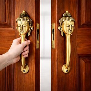 Manija de Puerta de Latón con Forma de Cabeza de Buda, Diseño Novedoso, Estilo Asiático, Perilla para Muebles de Entrada, Diseño Duradero - Product Image 1