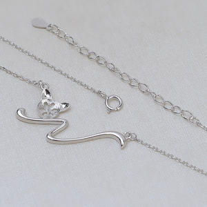 จี้หัวแมวเงินแท้ S925 ขนาด 7-8 นิ้ว พร้อมสร้อยคอสำหรับทำเครื่องประดับ DIY แบบกึ่งสำเร็จรูป พร้อมฐานสำหรับฝังอัญมณี - Product Image 4