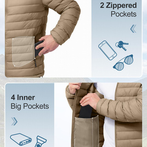 Chaqueta Acolchada para Hombre al por Mayor, Multicolor, Ligera, Impermeable, Ecológica, Transpirable, 100% Poliéster, Chaquetas Acolchadas de Invierno - Product Image 4