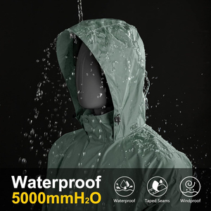 Factory <b>Lightweight</b> Hooded Safari Style <b>Mens</b> <b>Rain</b> <b>Jacket</b> Outdoor Windbreaker Packable Portable Waterproof Sports 100% Polyester - Product Image 4