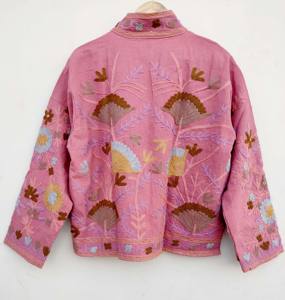 เสื้อแจ็คเก็ตผู้หญิง ผ้าฝ้ายลายปักซูซานี สำหรับฤดูหนาวและฤดูใบไม้ร่วง ลายดอกไม้ เป็นมิตรกับสิ่งแวดล้อม - Product Image 4